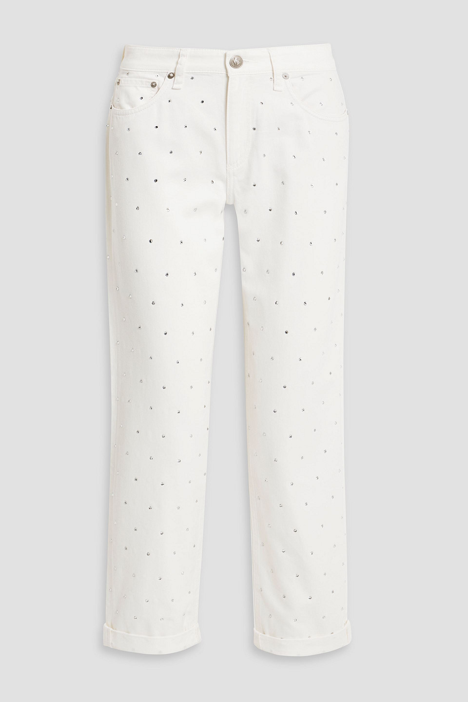 Rag & Bone Dre Crystal-embellished Boyfriend Jeans In Ivory