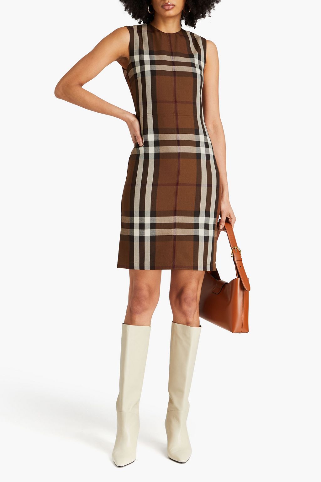 BURBERRY Checked wool and cotton-blend twill dress | THE OUTNET