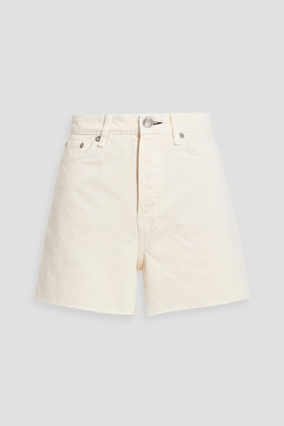 Shop Rag & Bone Maya Frayed Denim Shorts In Ivory