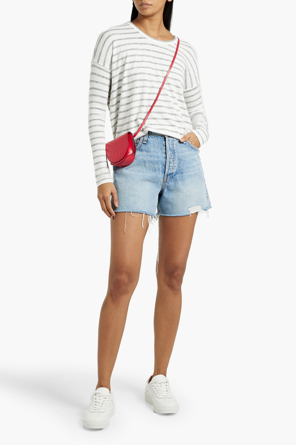 Shop Rag & Bone Striped Knitted Top In White