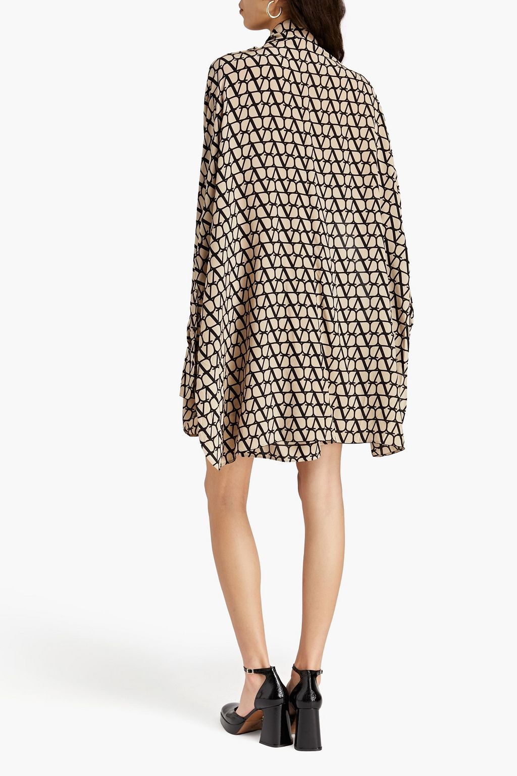 VALENTINO GARAVANI Logo-print silk crepe de chine mini dress