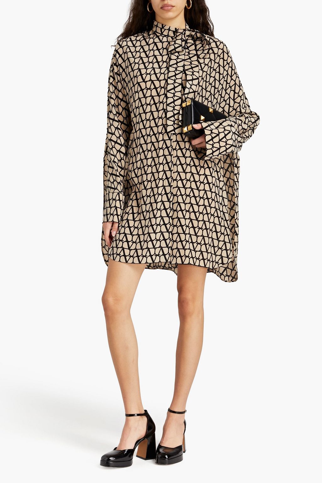 VALENTINO GARAVANI Logo-print silk crepe de chine mini dress