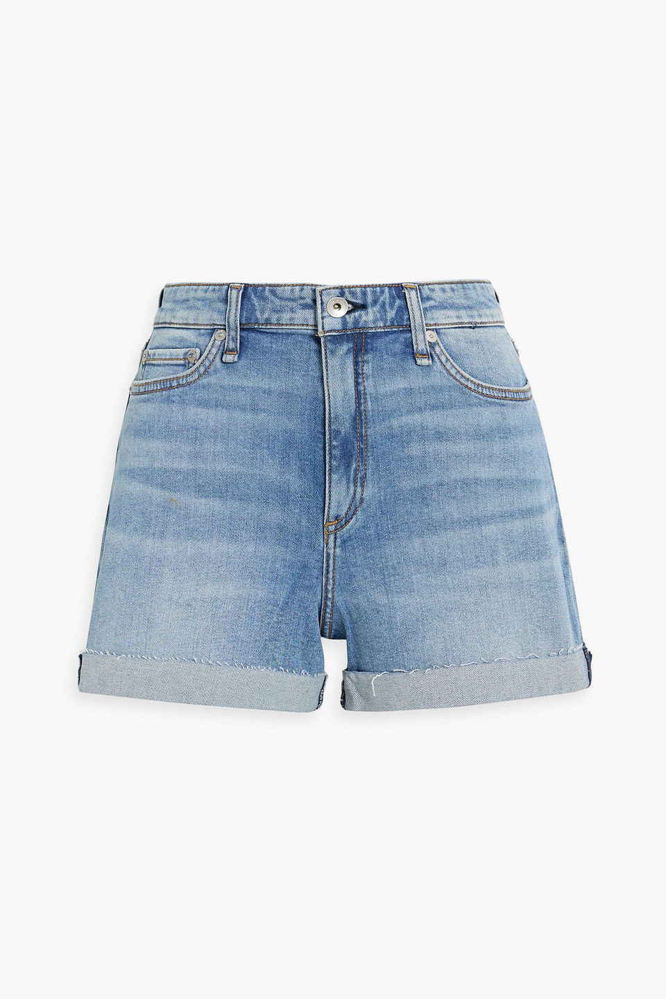 Rag & Bone Nina Faded Denim Shorts In Mid Denim