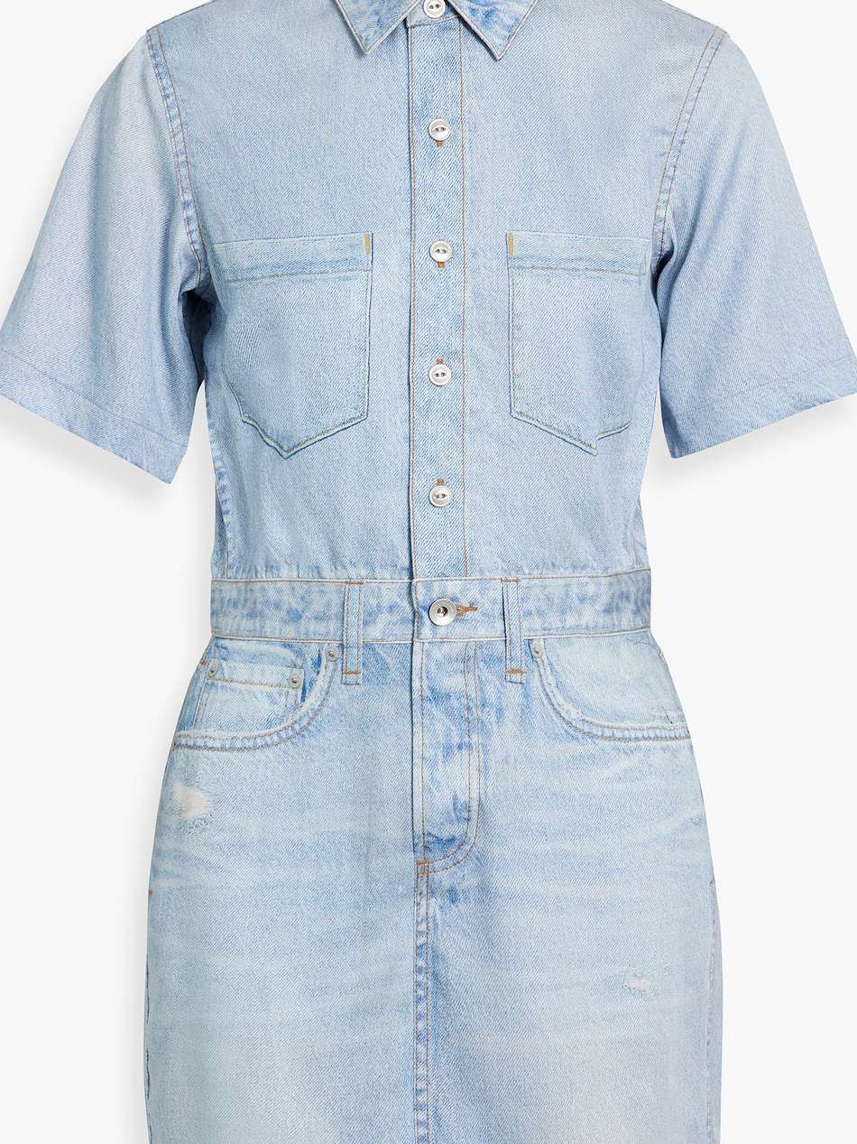 freesia denim-effect print tencel™ mini shirt dress