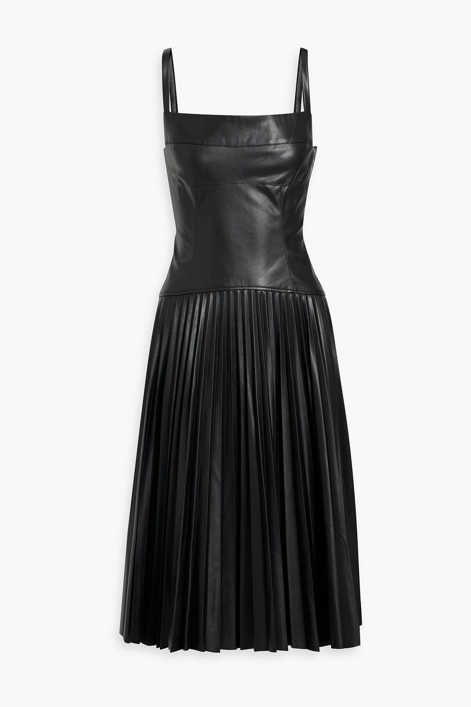 Proenza Schouler Pleated Faux Leather Midi Dress In Black