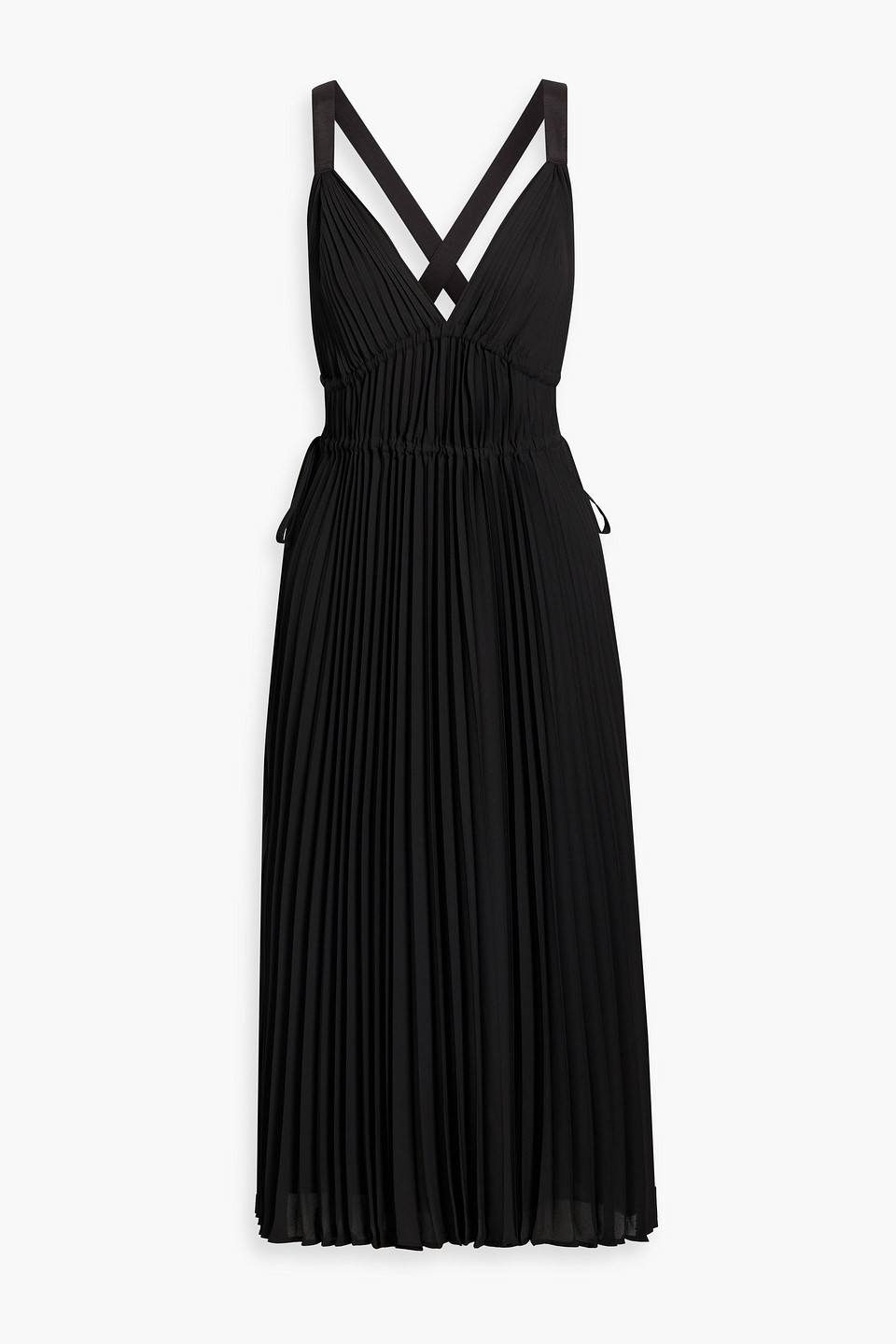 Proenza Schouler Tie-detailed Pleated Crepe Midi Dress In Black