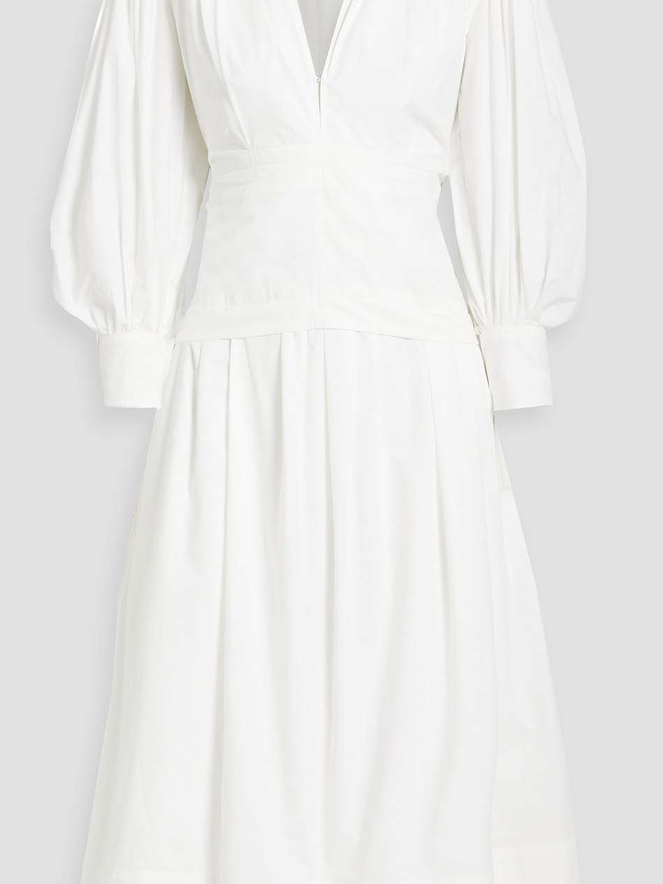 pleated cotton-poplin midi dress