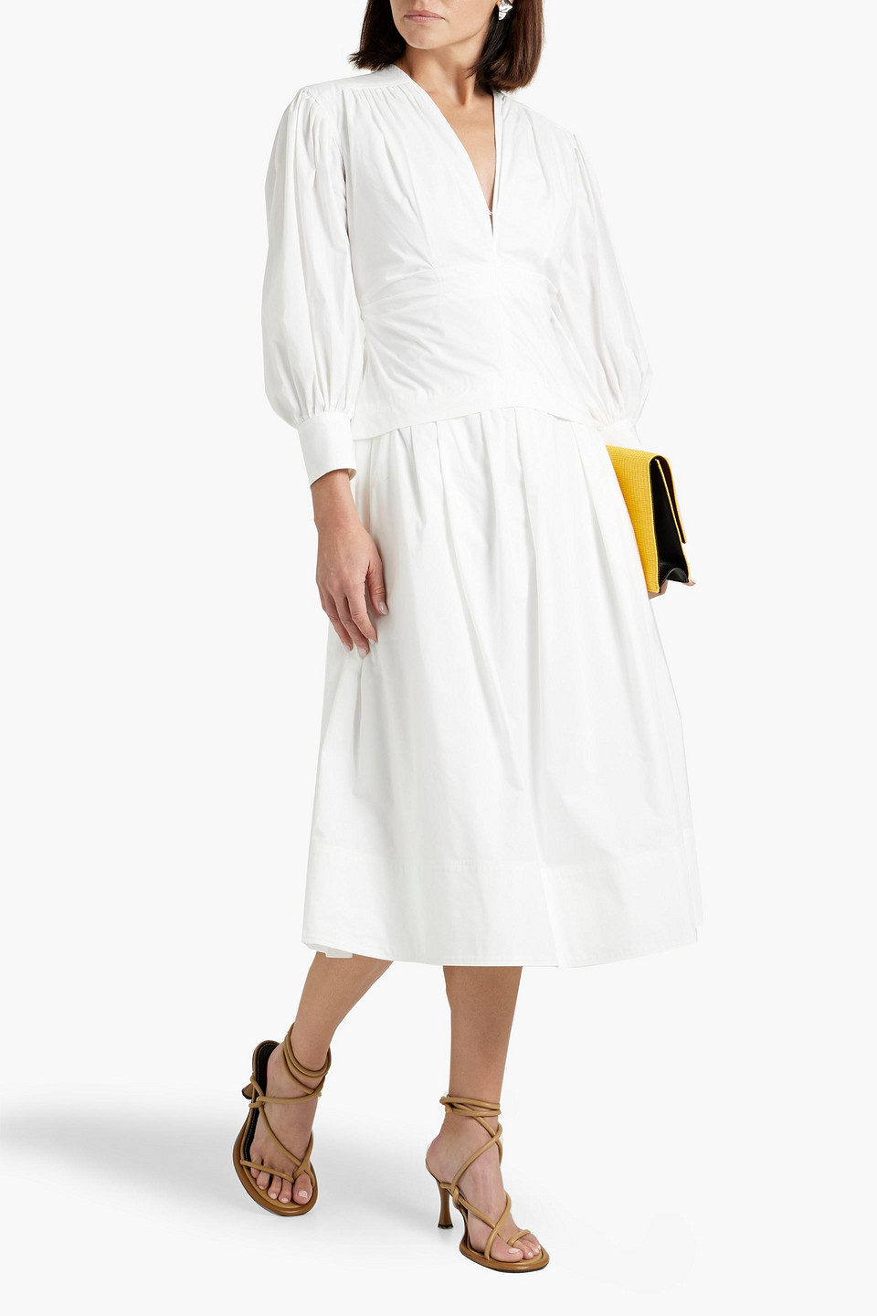 Shop Proenza Schouler Pleated Cotton-poplin Midi Dress In White