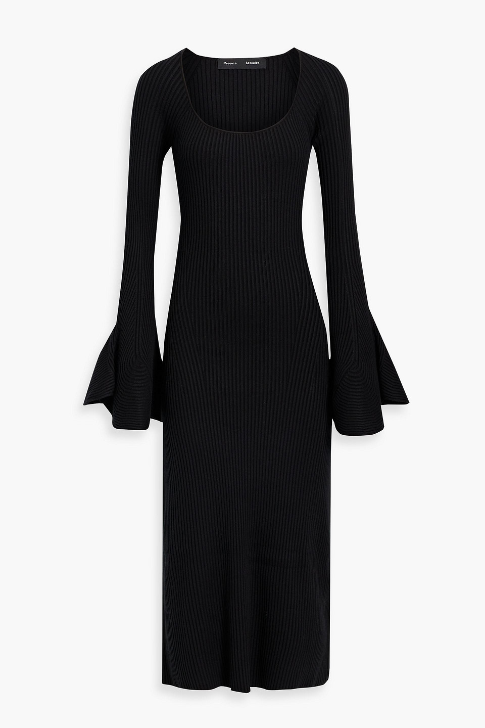 Shop Proenza Schouler Ribbed-knit Midi Dress In Black