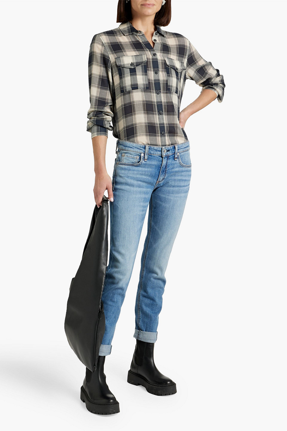 Shop Rag & Bone Dre Low-rise Boyfriend Jeans In Mid Denim