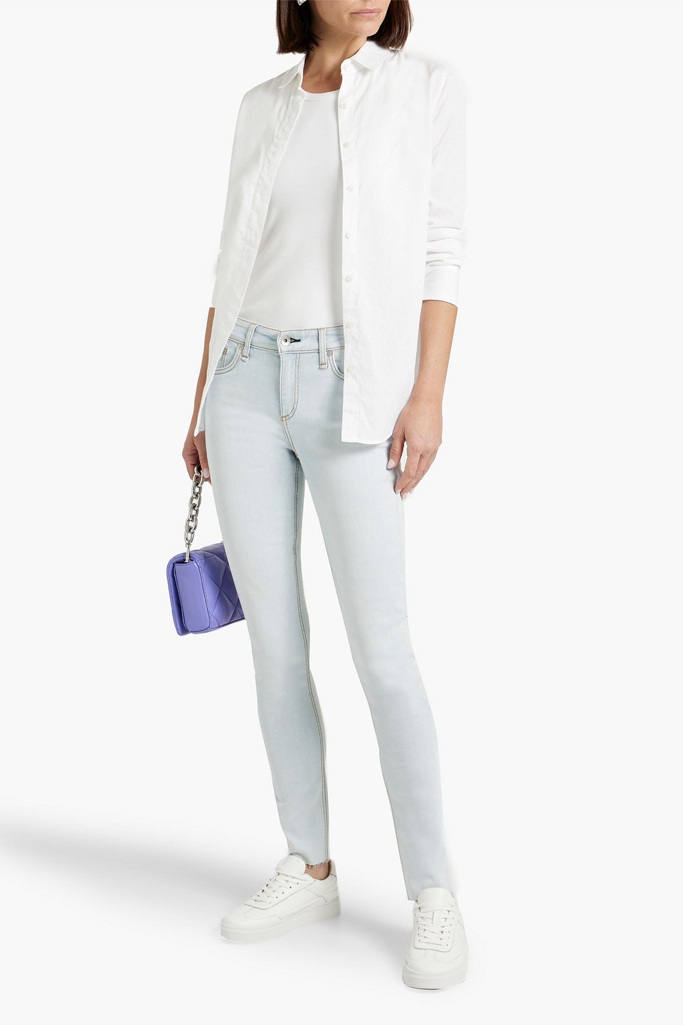 Shop Rag & Bone Cate Mid-rise Skinny Jeans In Light Denim