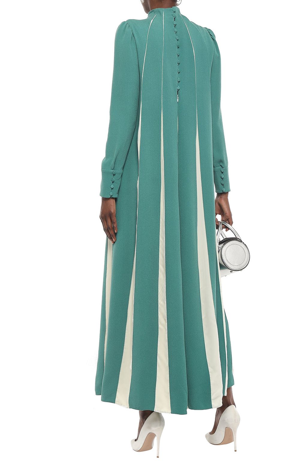 VALENTINO GARAVANI Two-tone velvet silk-crepe maxi dress