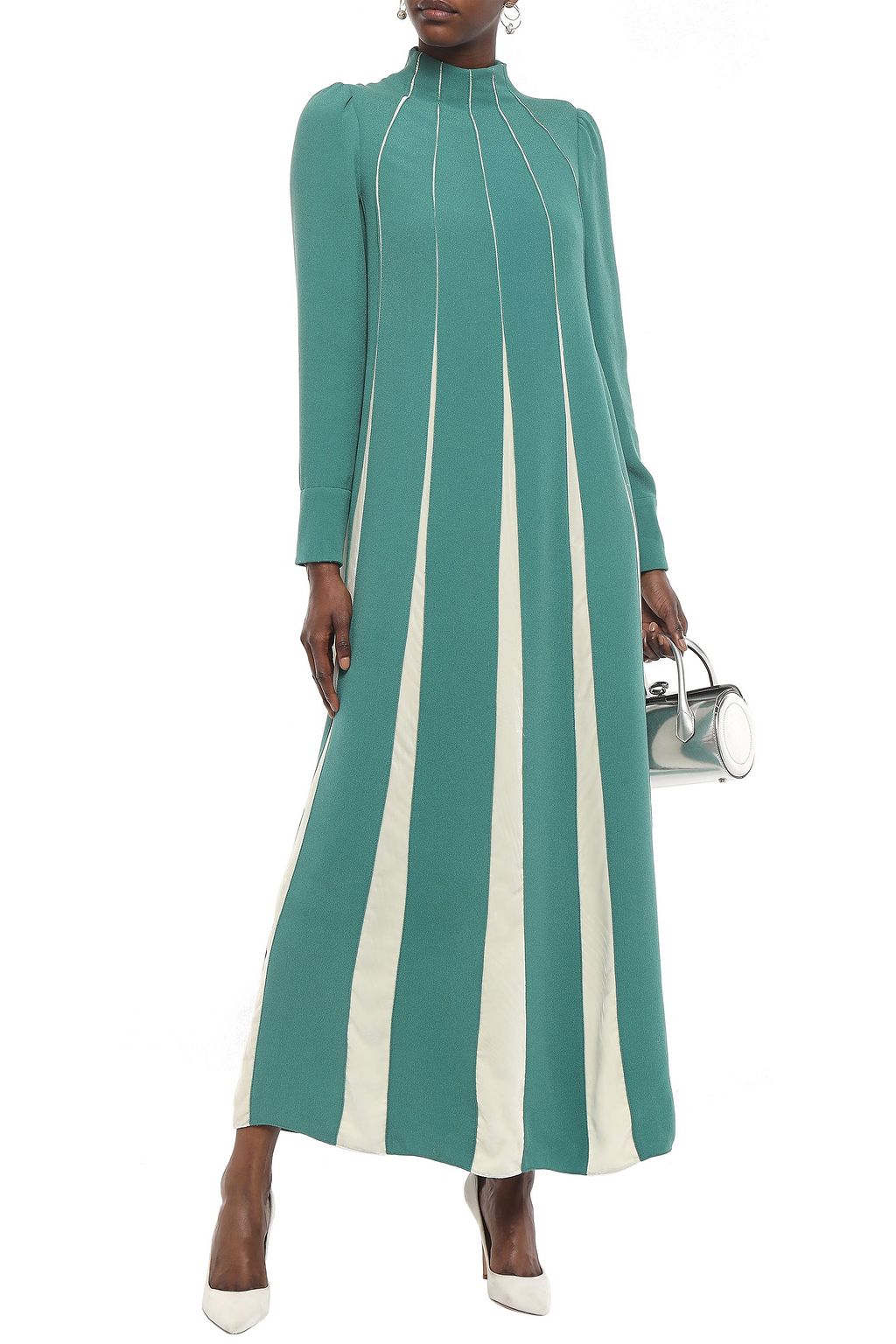VALENTINO GARAVANI Two-tone velvet silk-crepe maxi dress