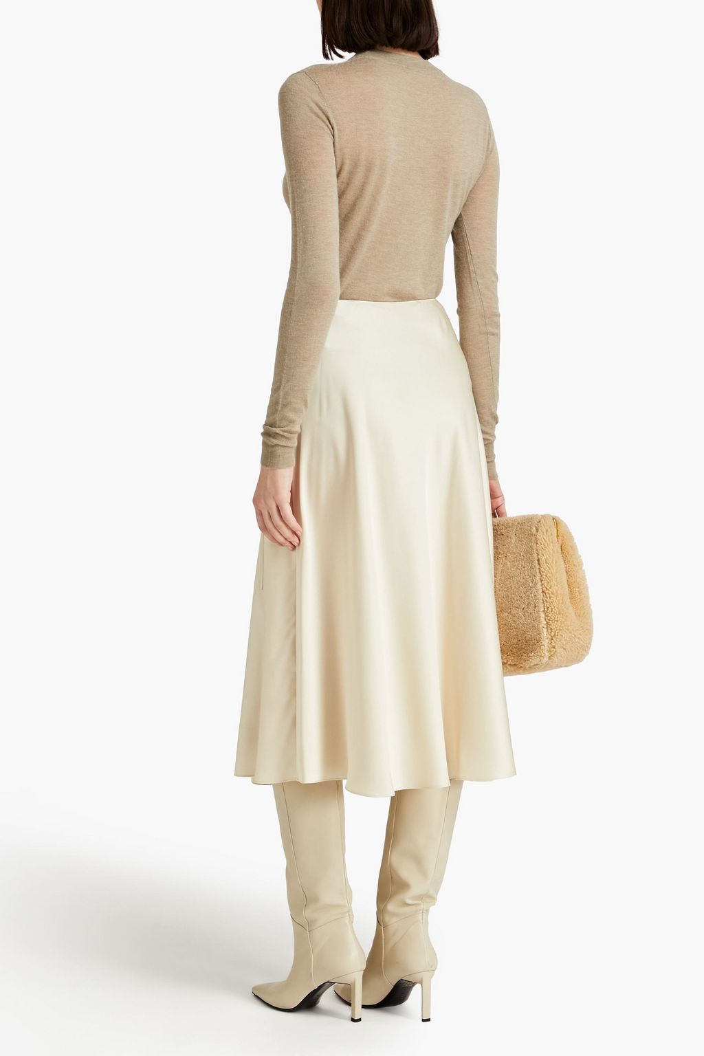THEORY Wrap-effect satin midi skirt