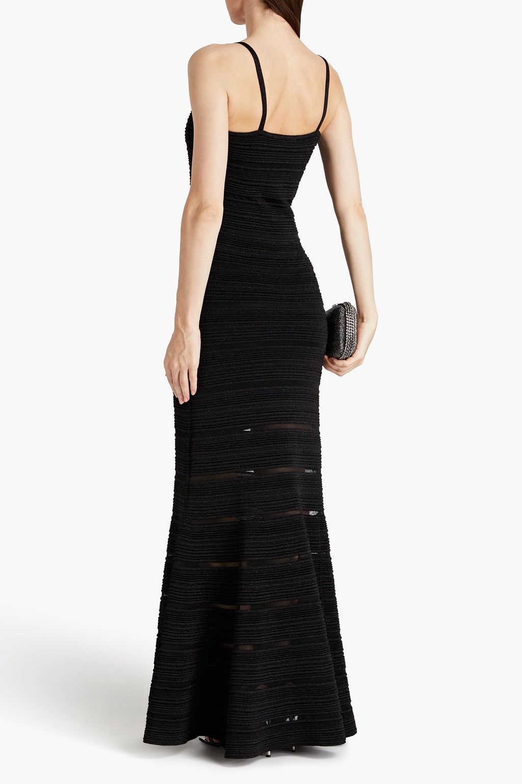 HERVÉ LÉGER Metallic ribbed-knit gown