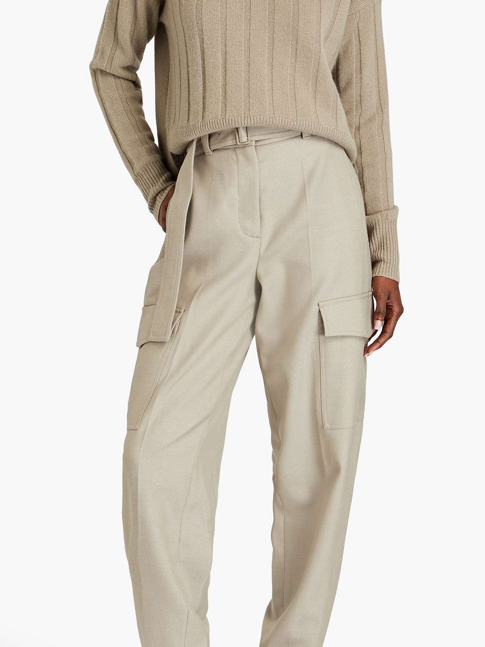 devonport belted wool-blend twill tapered pants