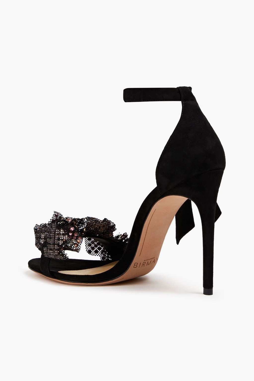 ALEXANDRE BIRMAN Clarita floral-appliquéd suede sandals