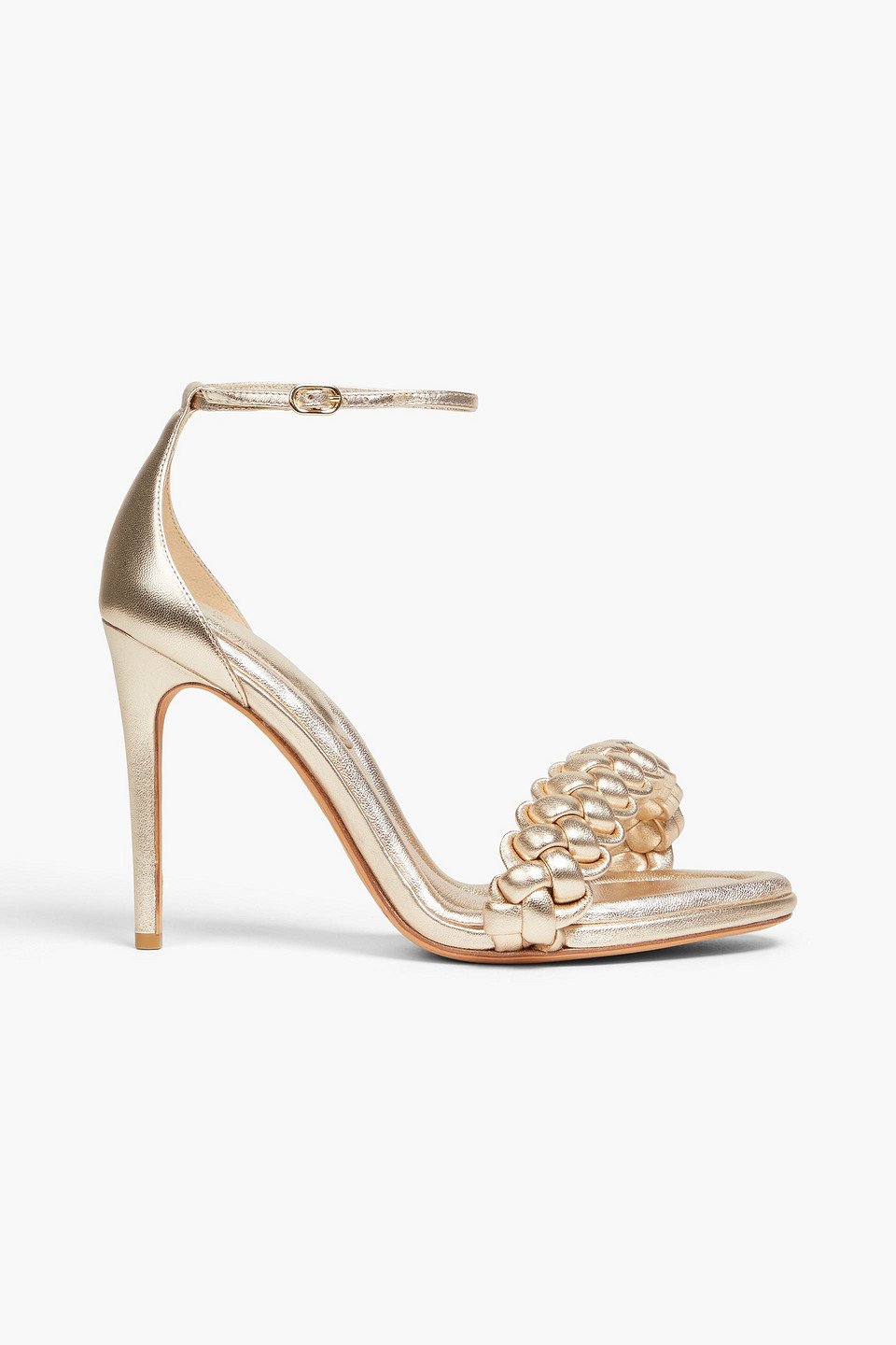 Alexandre Birman Francis 100 Metallic Leather Sandals In Gold