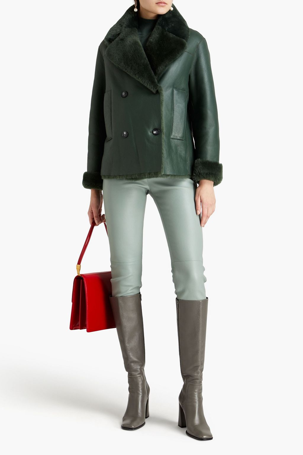 JOSEPH Calla double-breasted shearling jacket
