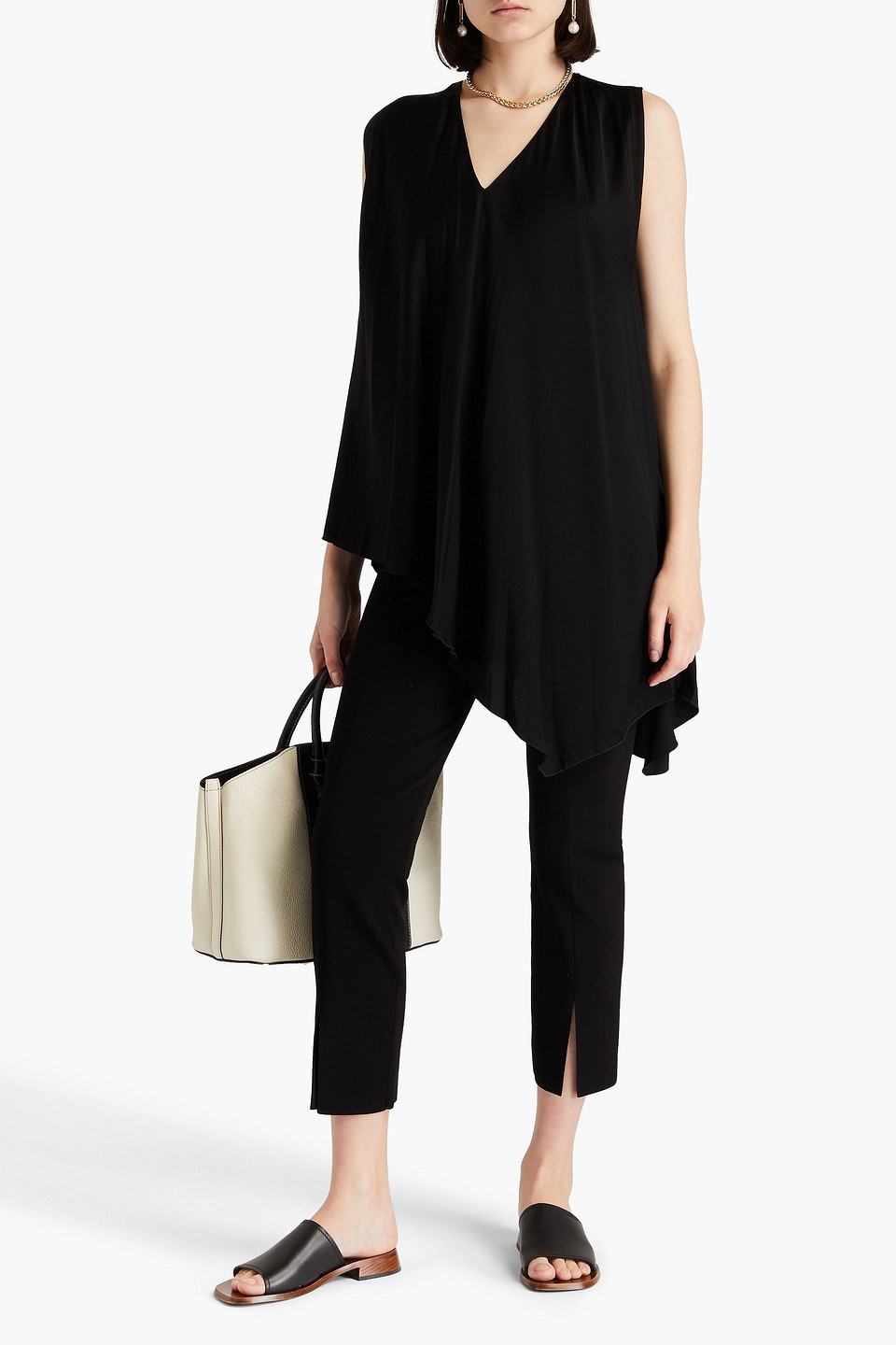 Joseph Dovehouse Asymmetric Crepe De Chine Top In Black