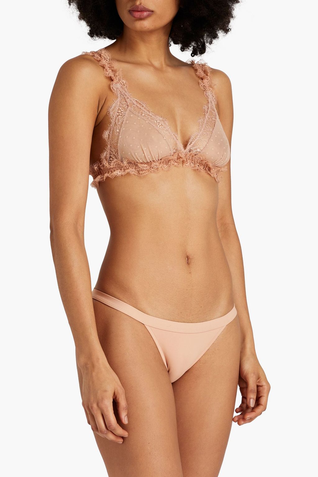 LOVE STORIES Lace-trimmed point d'esprit triangle bra