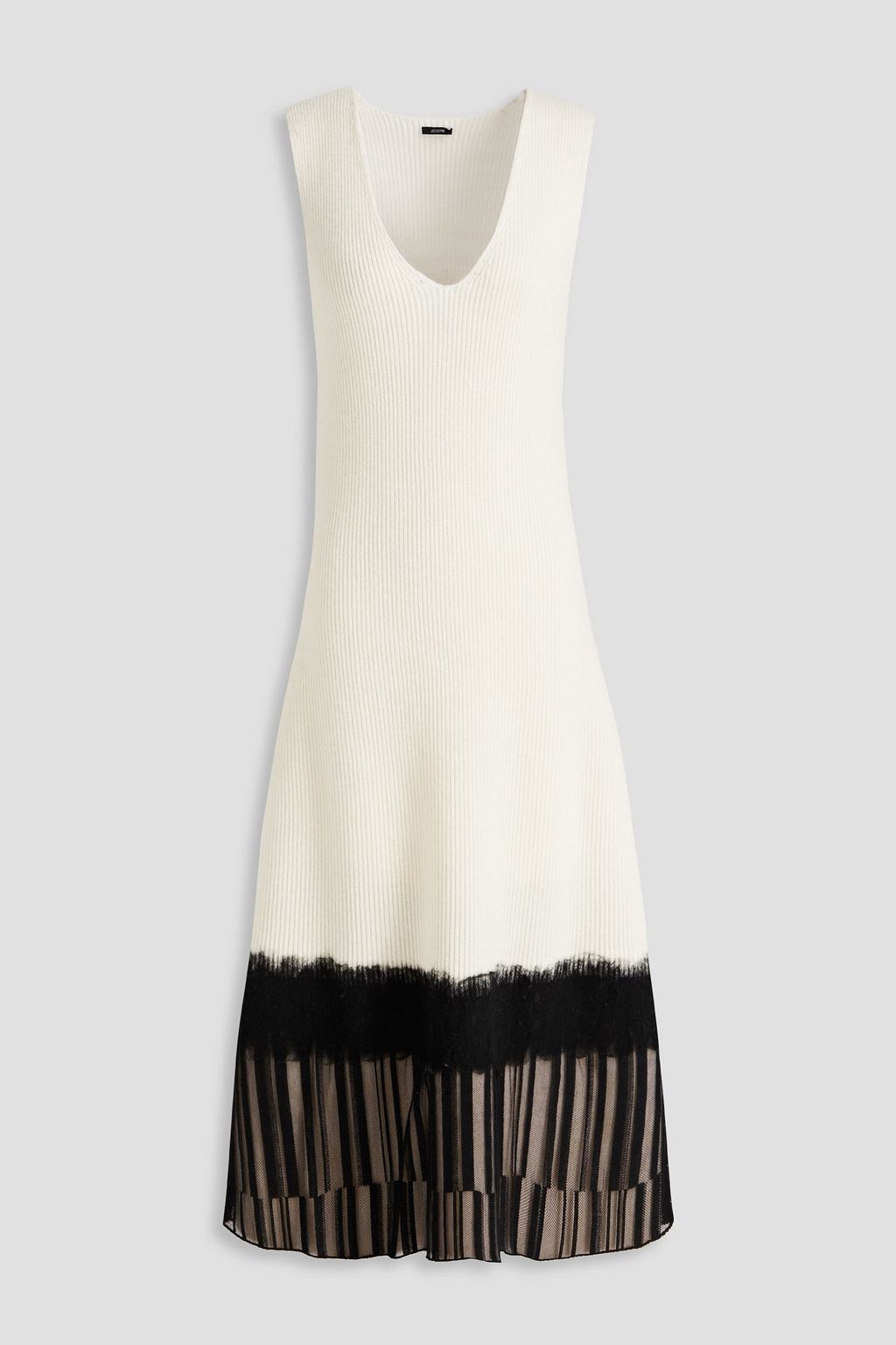 Lace paneled ribbed wool midi dress