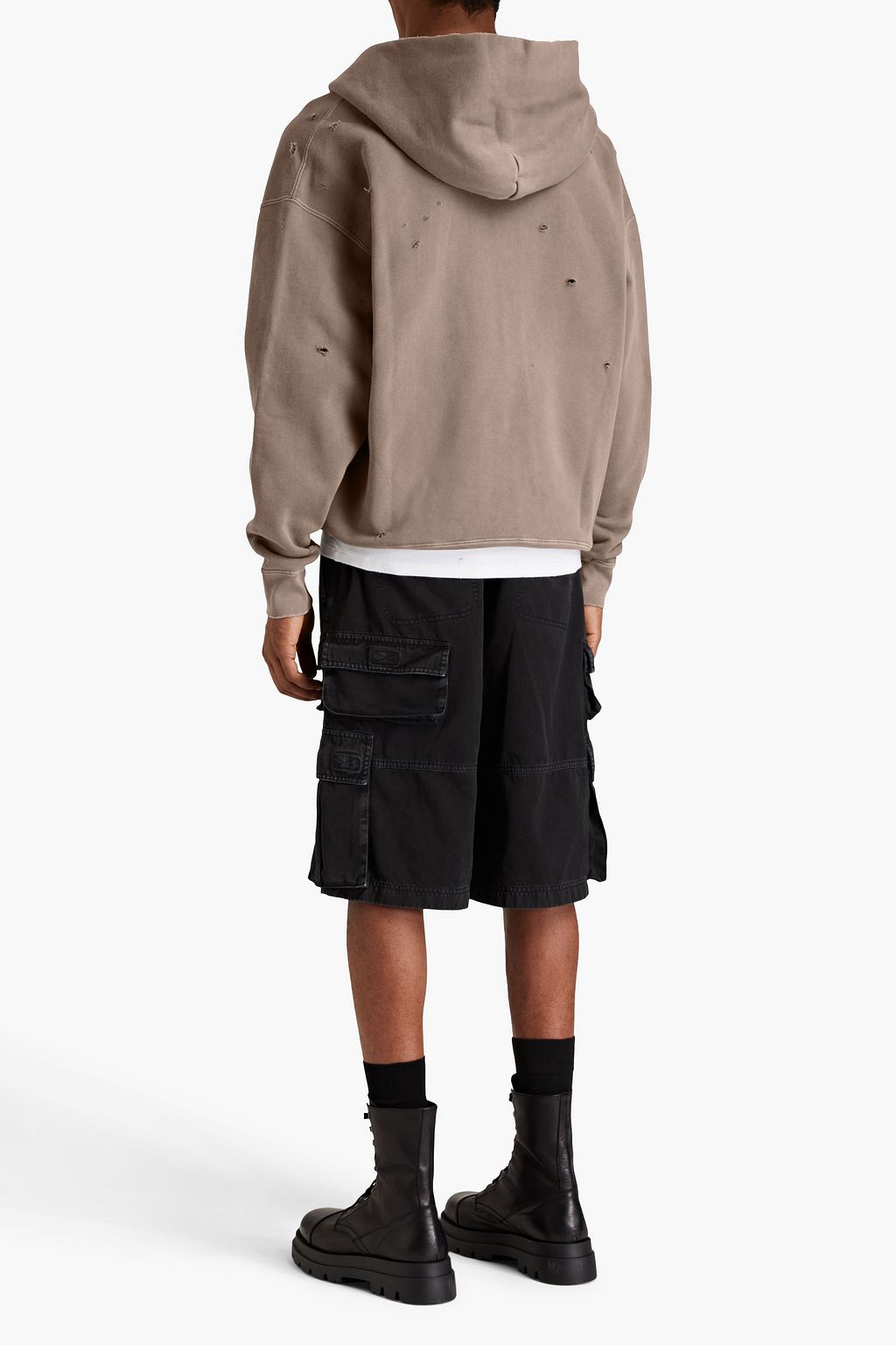 DOLCE&GABBANA Distressed printed French cotton-terry sweatshirt