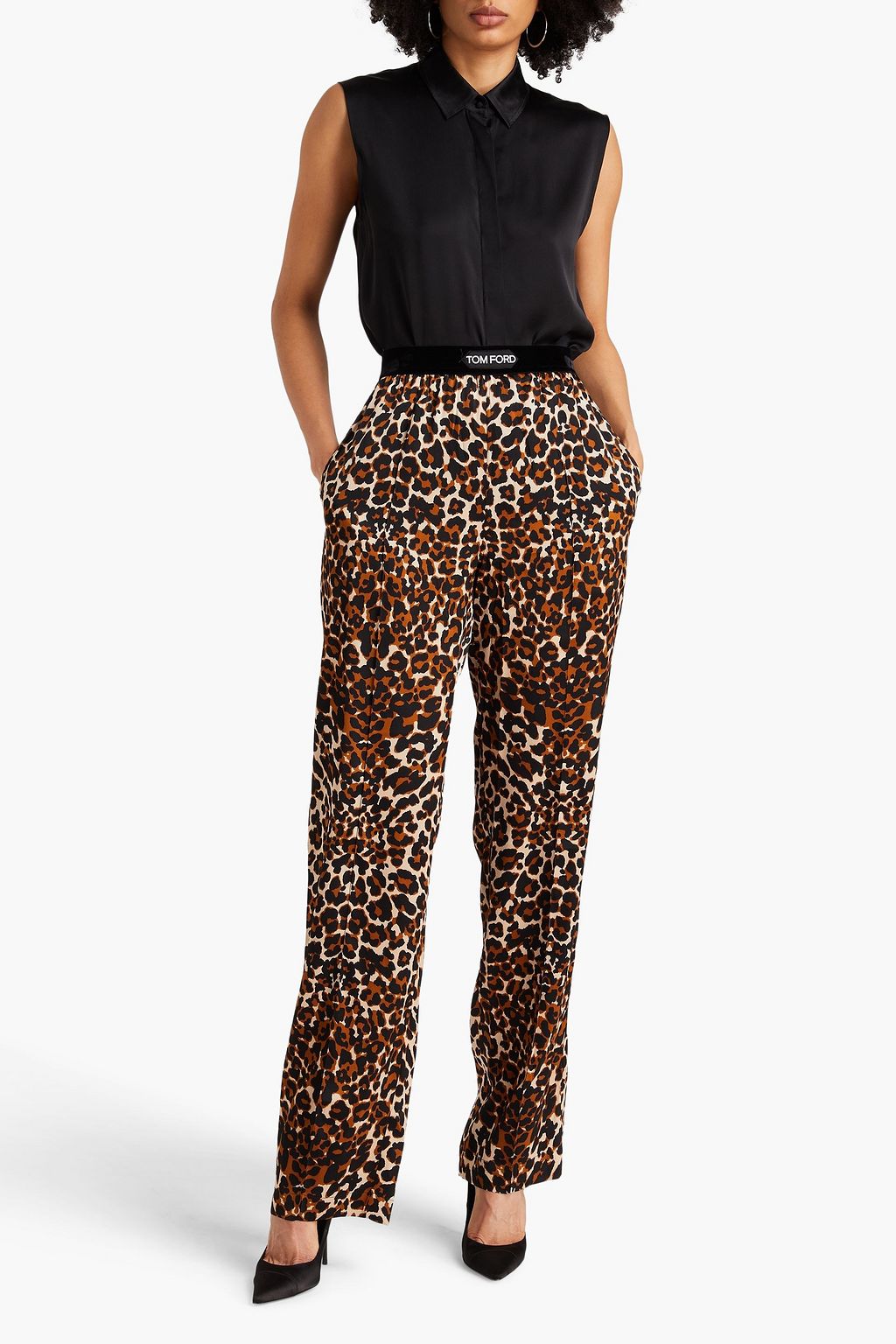 TOM FORD Leopard-print silk-blend straight-leg pants