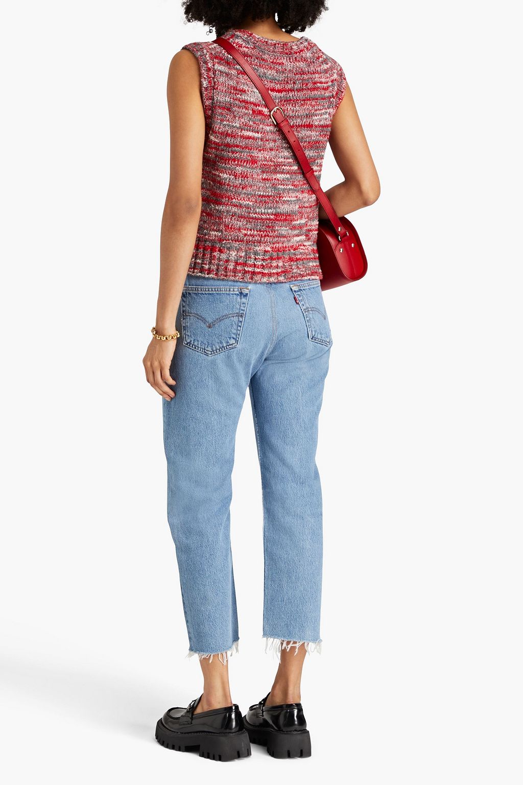 RE/DONE WITH LEVI'S جينز قصير بقصة بويفريند وبخصر متوسط الارتفاع