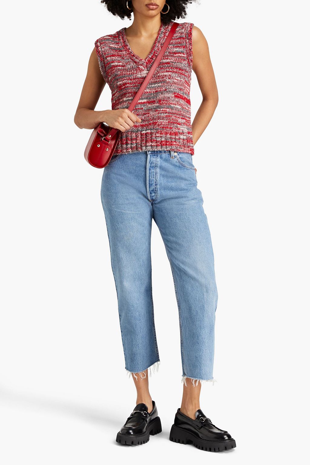 RE/DONE WITH LEVI'S جينز قصير بقصة بويفريند وبخصر متوسط الارتفاع