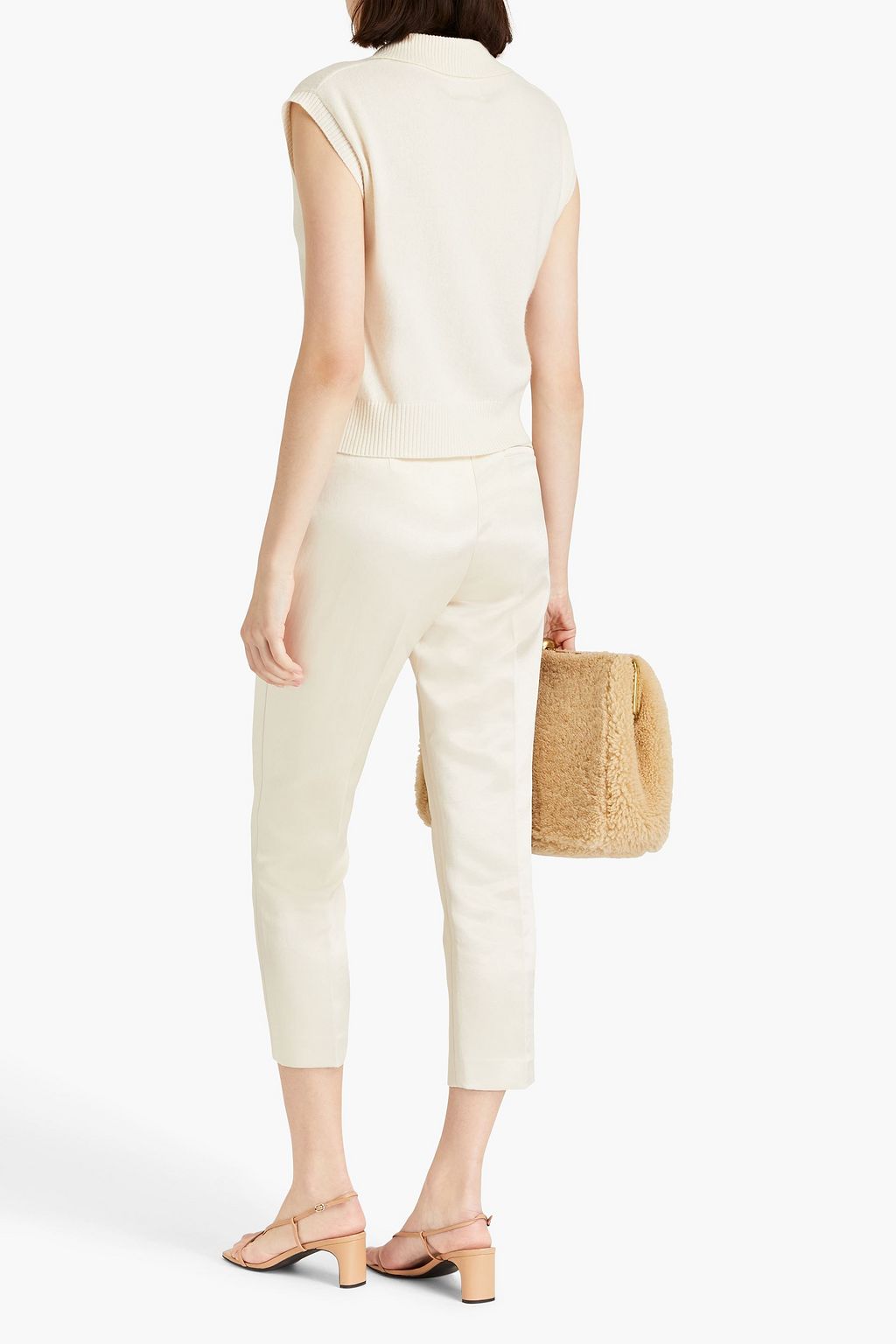 THEORY Cropped satin-twill tapered pants