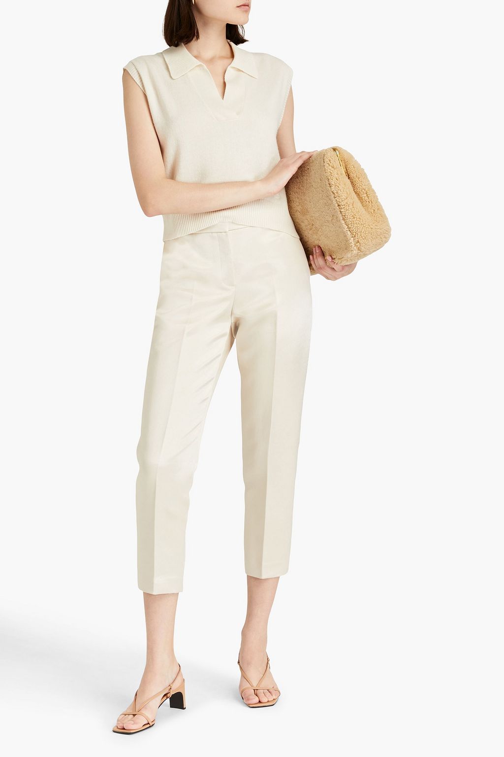 THEORY Cropped satin-twill tapered pants