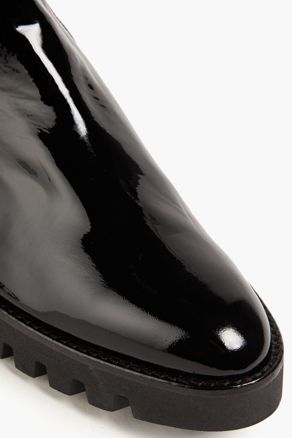 THEORY Patent-leather chelsea boots