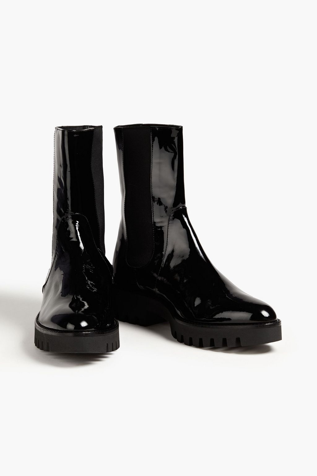 THEORY Patent-leather chelsea boots