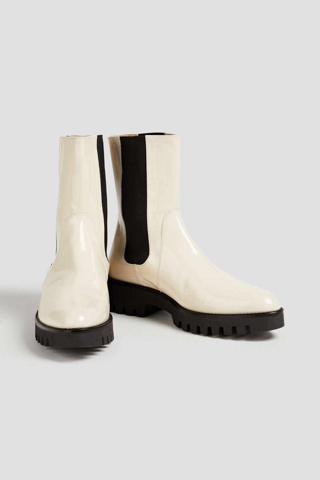 THEORY Patent-leather chelsea boots