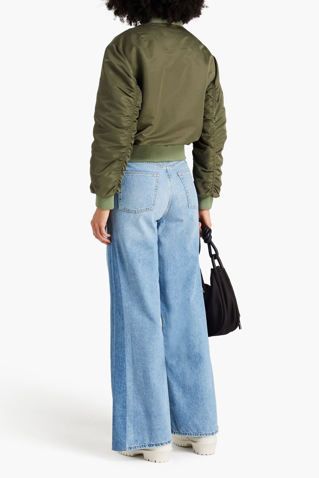 DL1961 Hepburn hoch sitzende Hose mit weitem Bein in Distressed-Optik