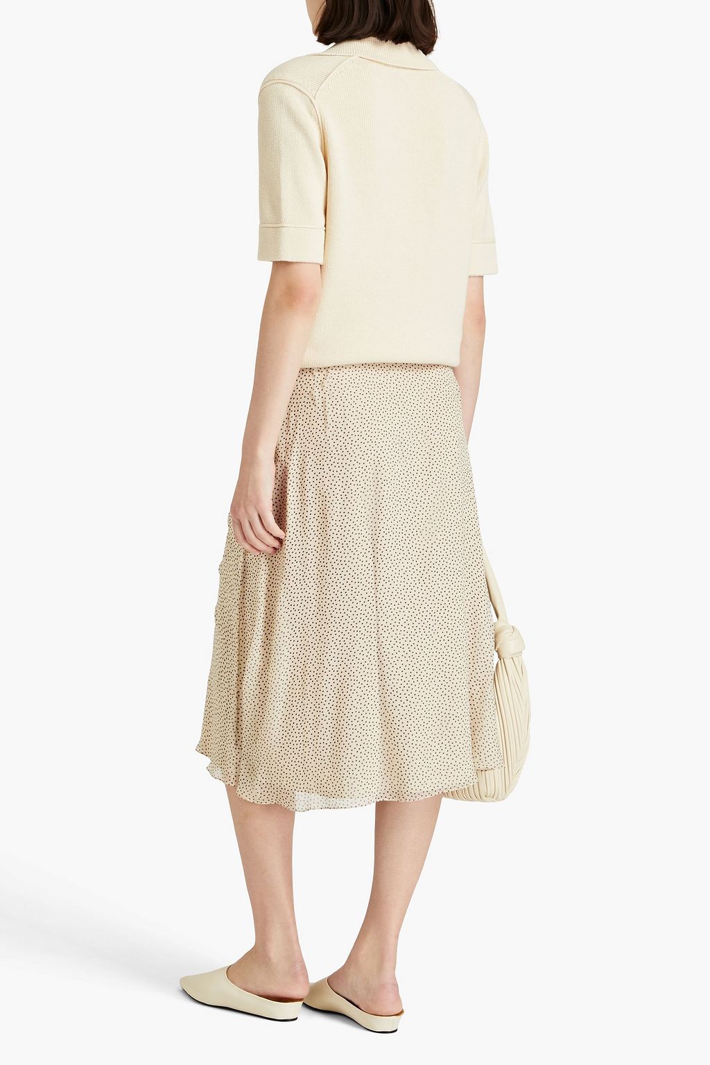 THEORY Polka-dot silk-georgette midi skirt
