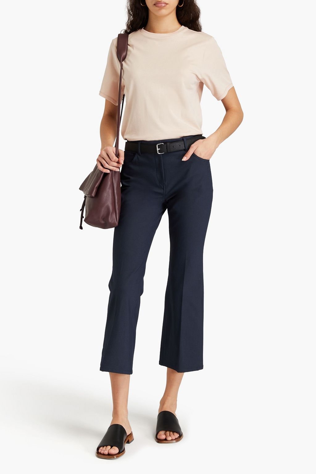 THEORY Kick 5 cropped cotton-blend bootcut pants