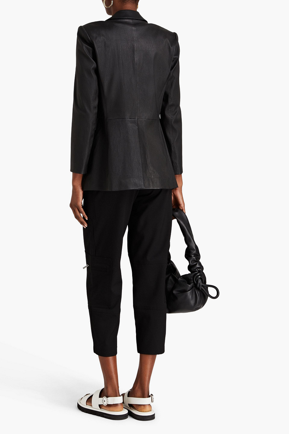 Theory Leather Blazer In Black