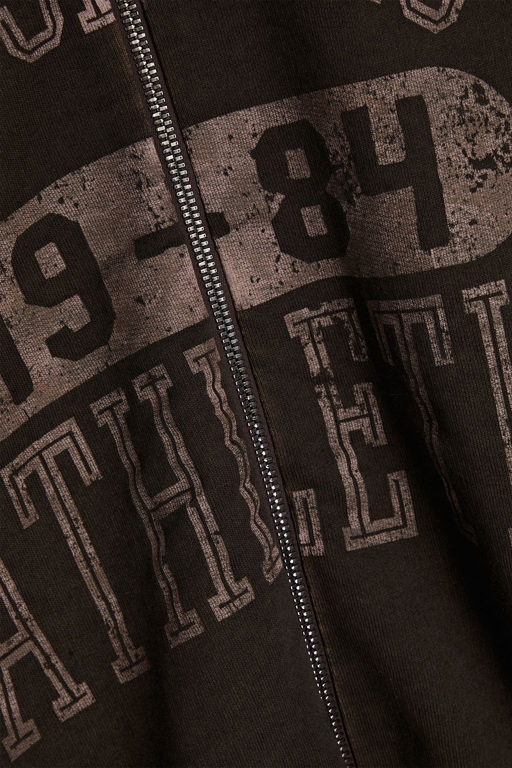 DOLCE&GABBANA Distressed printed French cotton-terry zip-up sweatshirt