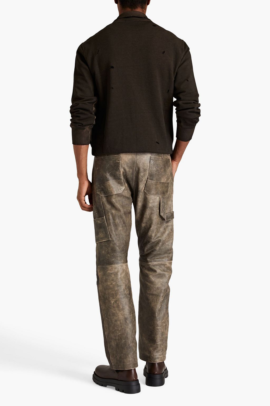 DOLCE&GABBANA Distressed printed French cotton-terry zip-up sweatshirt