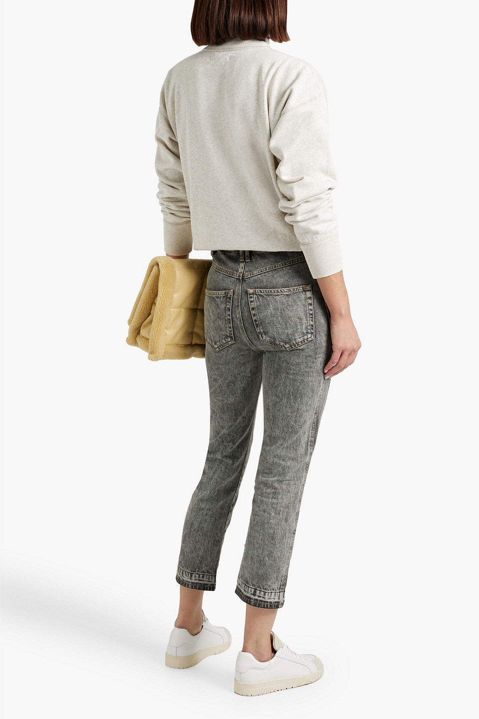 Shop Isabel Marant Étoile Tucscon Cropped Acid-wash Slim-leg Jeans In Gray