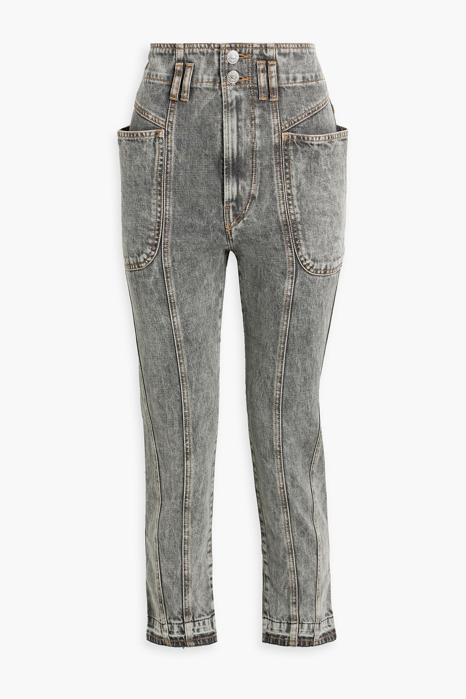 Isabel Marant Étoile Tucscon Cropped Acid-wash Slim-leg Jeans In Gray