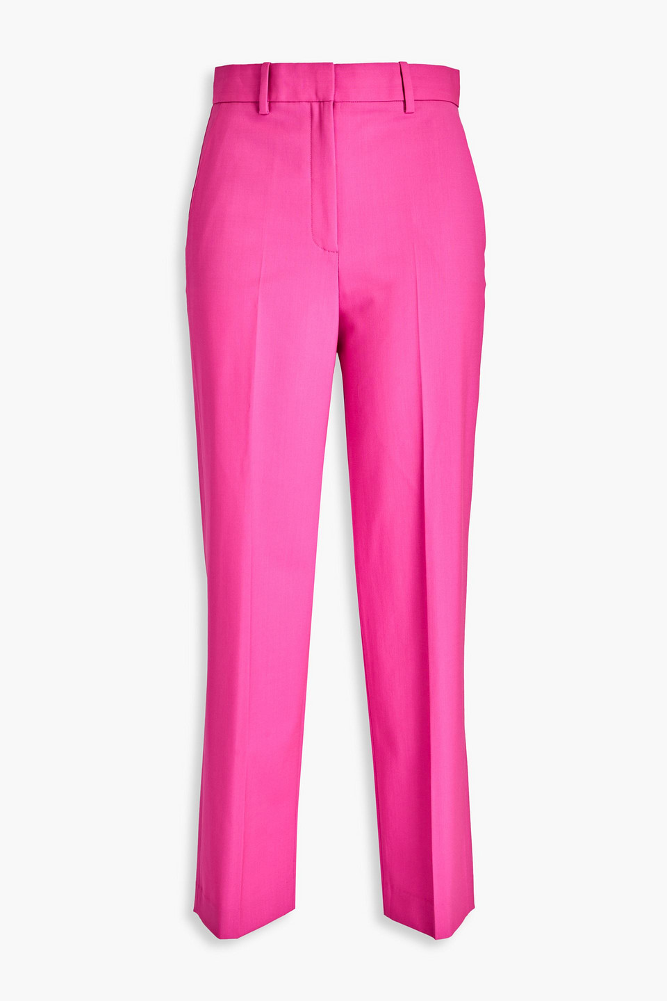 Theory Cropped Wool-blend Straight-leg Pants In Fuchsia