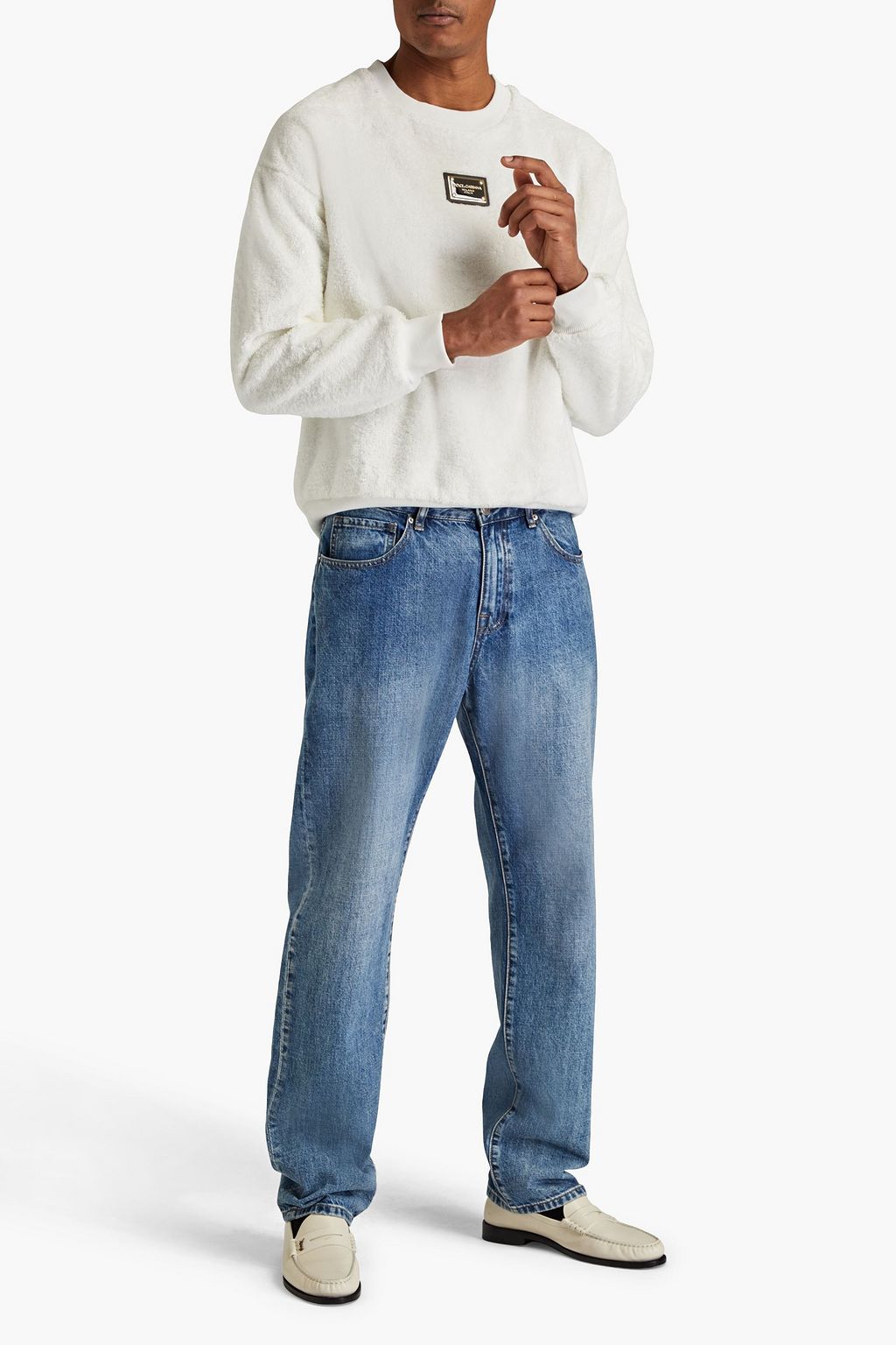 DOLCE&GABBANA Appliquéd cotton-terry sweatshirt