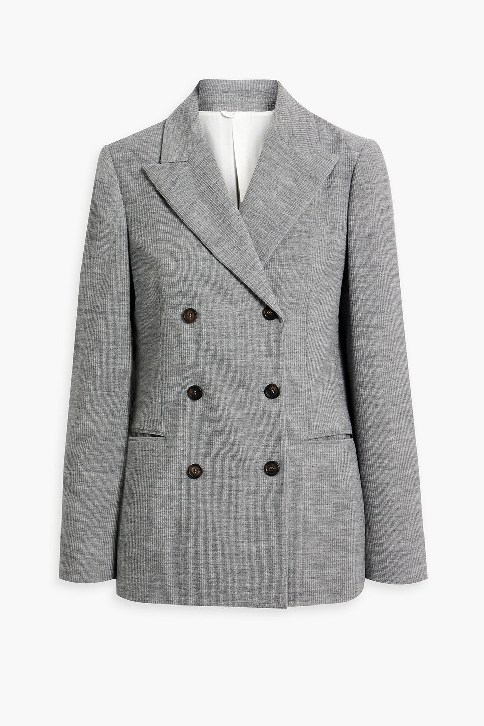 Brunello Cucinelli Double-breasted Cashmere-corduroy Blazer In Gray