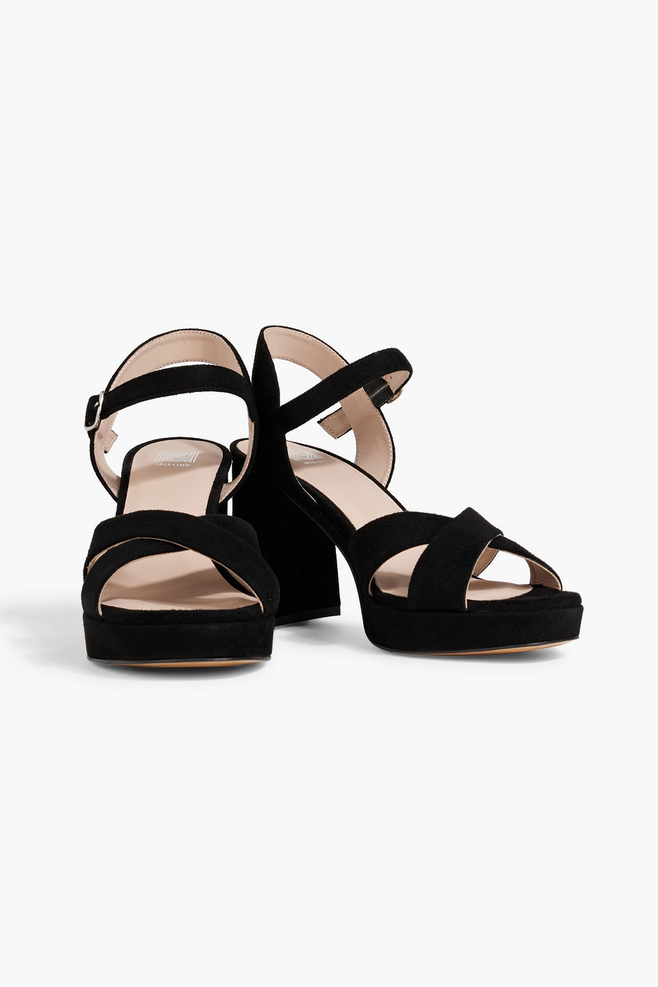 Shop Iris & Ink Estelle Suede Platform Sandals In Black