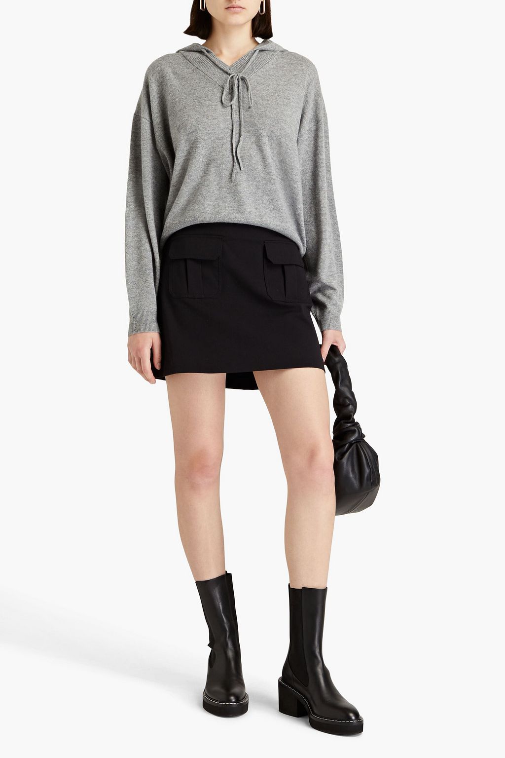 THEORY Cotton-blend twill mini skirt