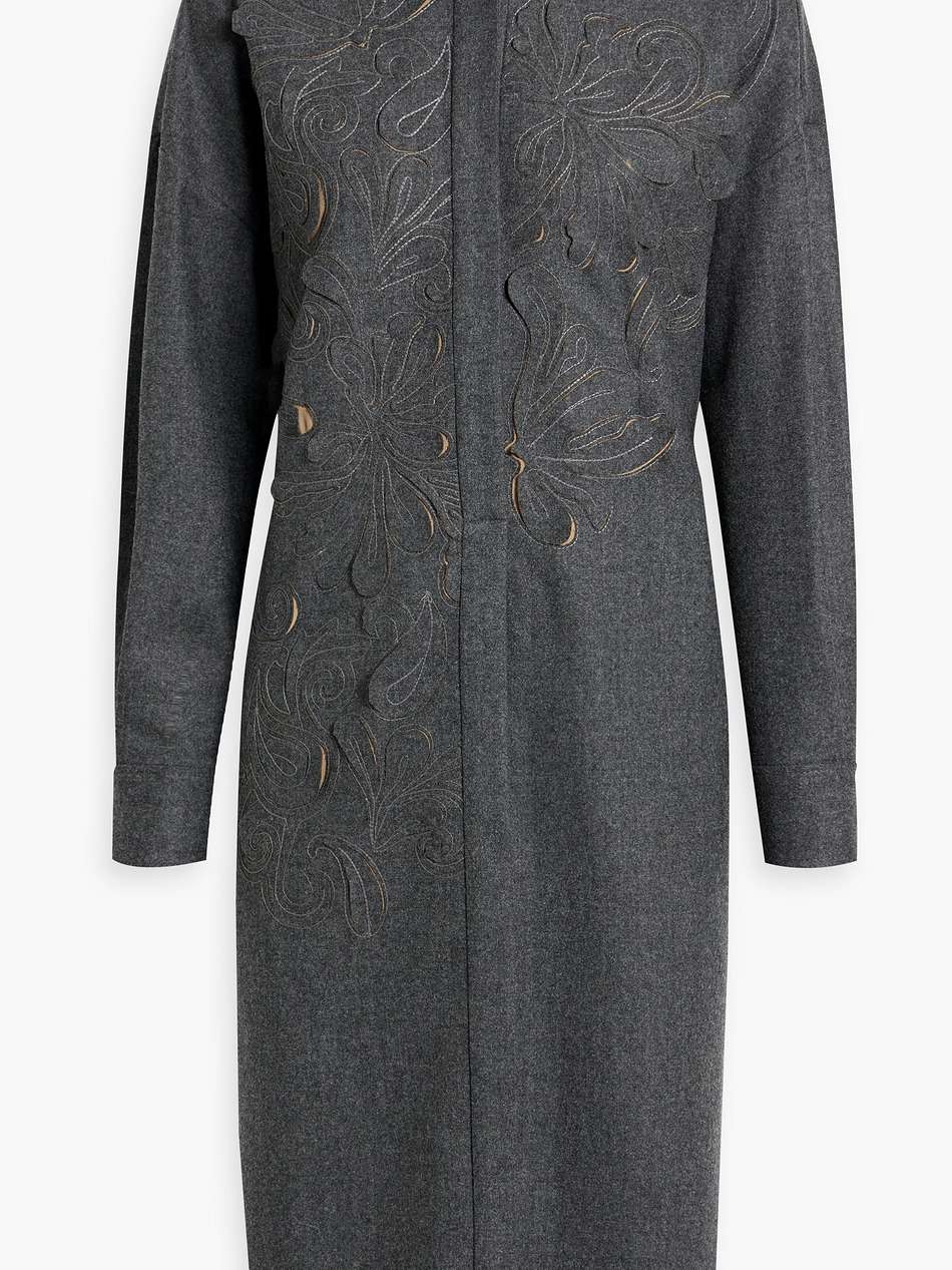 laser-cut wool-blend felt shirt dress