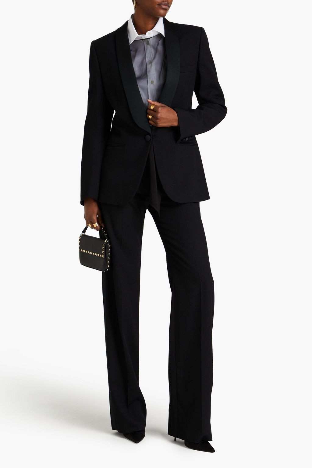 VALENTINO GARAVANI Satin-trimmed wool-twill blazer
